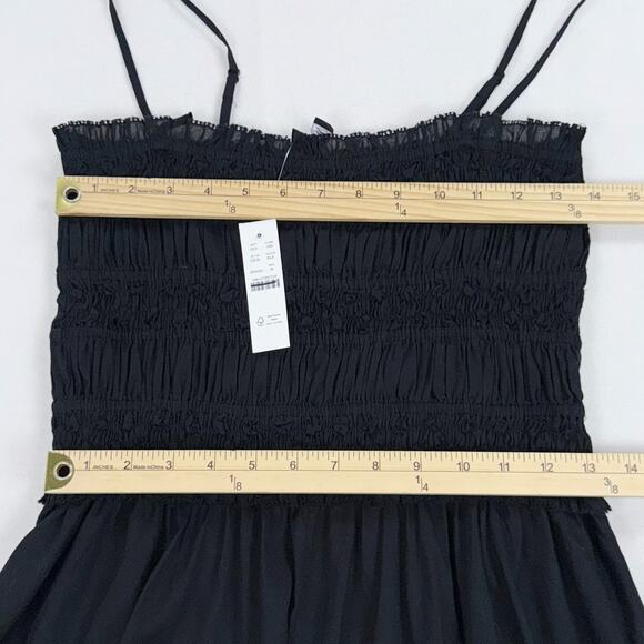 J Crew Women's Smocked Cotton Voile Maxi Dress Medium Black - Picture 14 of 16